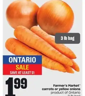 Loblaws Farmer's Market Carrots or Yellow Onions 3 lb bag offer