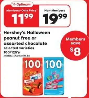 Loblaws Hershey's Halloween Peanut Free or Assorted Chocolate Selected Varieties 100/125's offer