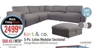 The Brick Lotus chenille 5-piece modular sectional - charcoal offer