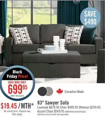The Brick Sawyer linen-look fabric sofa - charcoal grey offer