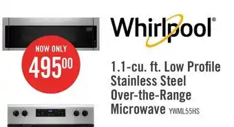 The Brick Whirlpool 1.1 cu. ft. low-profile microwave hood combination ywml55011hs offer