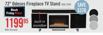 The Brick Odesos 72 tv stand with glass ember firebox and soundbar white offer