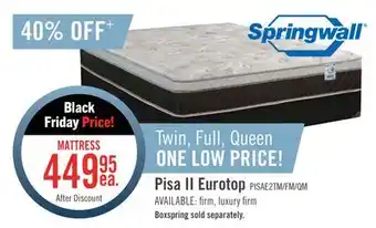 The Brick Springwall pisa ii eurotop twin mattress offer
