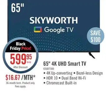 The Brick Skyworth 65 4k uhd smart google tv offer