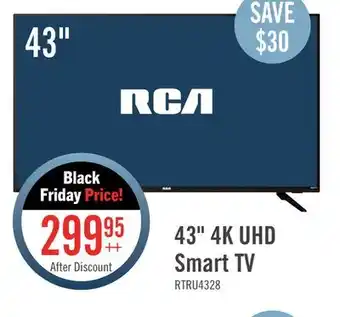 The Brick Rca 43 4k uhd led roku smart tv offer