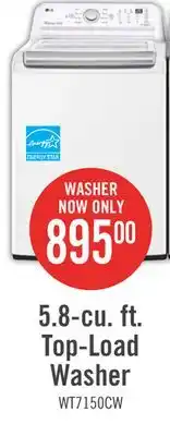 The Brick Lg 5.8 cu. ft. top-load washer with turbo drum - wt7150cw offer