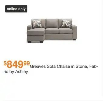 Ashley Furniture Greaves sofa chaise in stone, fabric by ashley offer