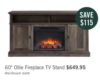 The Brick Ollie 60 tv stand with log fireplace offer