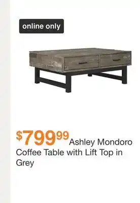 Ashley Furniture Ashley mondoro coffee table with lift top in grey offer
