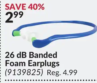 Princess Auto 26 db banded foam earplugs offer