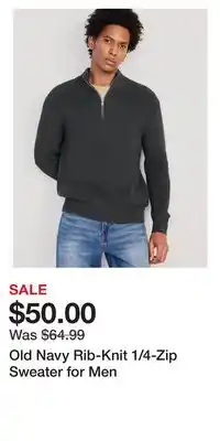 Old Navy Old navy rib-knit 1/4-zip sweater for men offer