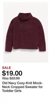 Old Navy Old navy cozy-knit mock-neck cropped sweater for toddler girls offer