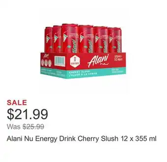 Costco Alani nu energy drink cherry slush 12 x 355 ml offer