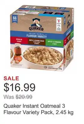 Costco Quaker instant oatmeal 3 flavour variety pack, 2.45 kg offer