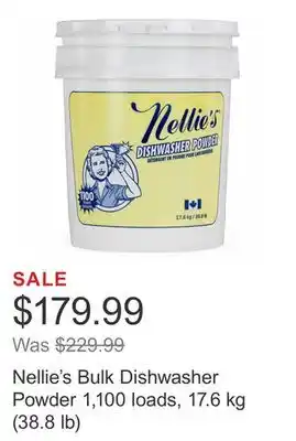Costco Nellie's bulk dishwasher powder 1,100 loads, 17.6 kg (38.8 lb) offer