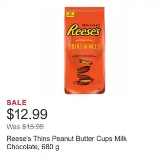 Costco Reese's thins peanut butter cups milk chocolate, 680 g offer