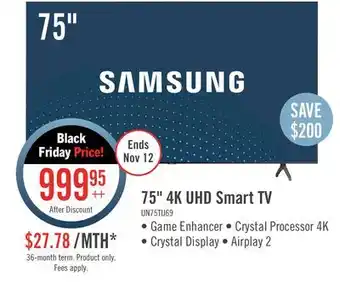 The Brick Samsung 75 tu690t 4k crystal uhd smart tv offer