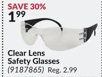 Princess Auto Clear lens safety glasses offer
