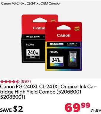 Shopper+ Canon pg-240xl cl-241xl original ink cartridge high yield combo (5206b001 5208b001) offer