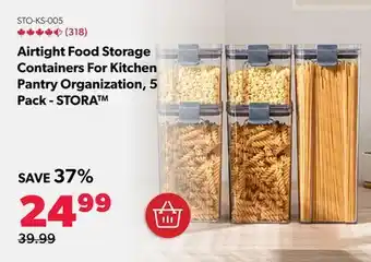 Shopper+ Airtight food storage containers for kitchen pantry organization, 5 pack - stora offer