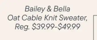 Petvalu Bailey & bella
oat cable knit sweater offer