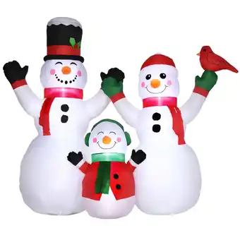 Best Buy Outsunny inflatable christmas decoration snowman family with a red bird, blow-up outdoor led display for yard, lawn, garden, offer