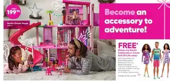 Toys R us Barbie dreamhouse, barbie care clinic, or barbie dreamboat offer