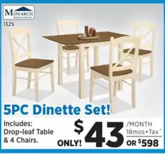 Surplus Furniture Cream & oak 5pc dinette set offer