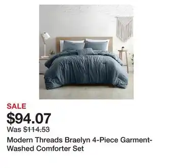 Bed Bath & Beyond Modern threads braelyn 4-piece garment-washed comforter set offer