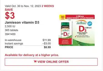 Costco Jamieson vitamin d3 offer