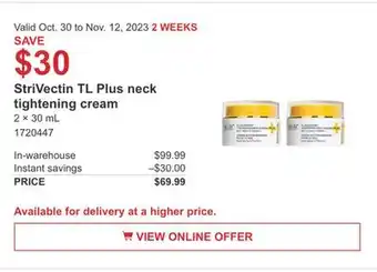 Costco Strivectin tl plus neck tightening cream offer