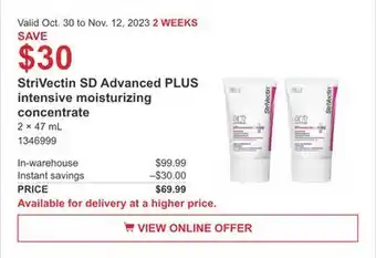 Costco Strivectin sd advanced plus intensive moisturizing concentrate offer