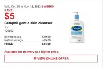 Costco Cetaphil gentle skin cleanser offer