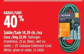 Canadian Tire Noma 25' outdoor extension cord offer