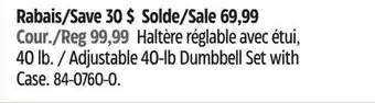Canadian Tire Cap adjustable 40-lb dumbbell set with case offer