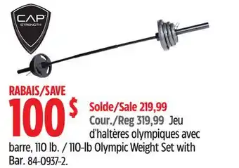 Canadian Tire Cap 110-lb olympic weight set with bar offer