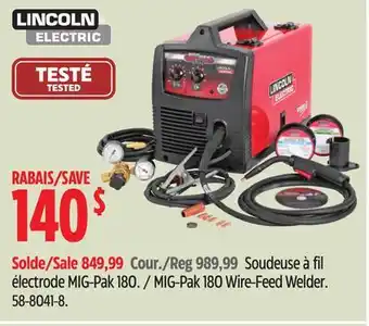 Canadian Tire Lincoln electric mig-pak 180 wire-feed welder offer