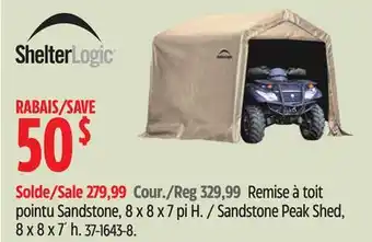 Canadian Tire Shelterlogic sandstone peak shed, 8 x 8 x 7'h offer