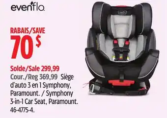 Canadian Tire Evenflo symphony 3-in-1 car seat, paramount offer