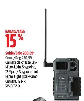 Canadian Tire Spypoint link micro-light trail/game camera, 12 mp offer