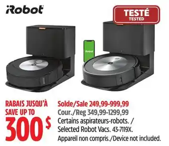 Canadian Tire Irobot selected robot vacs offer