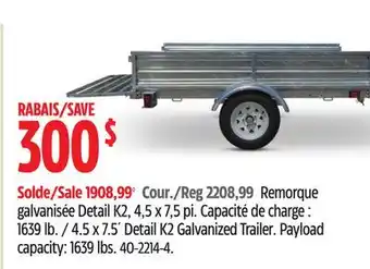 Canadian Tire 4.5 x 7.5' detailk2 galvanized trailer offer