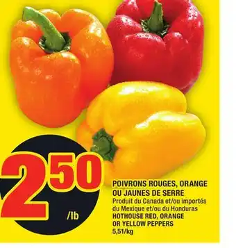 Super C Poivrons rouges, orange ou jaunes de serre | hothouse red, orange or yellow peppers offer