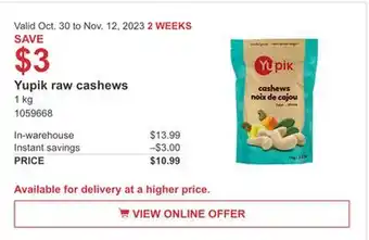 Costco Yupik raw cashews offer