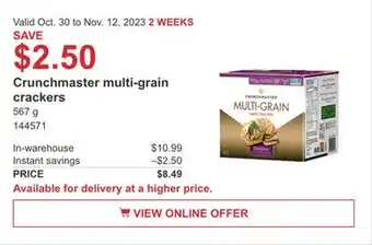 Costco Crunchmaster multi-grain crackers offer
