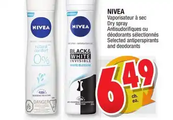 Jean Coutu Nivea dry spray, selected antiperspirants and deodorants offer
