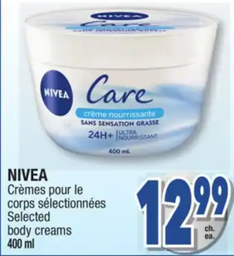 Jean Coutu Nivea selected body creams offer