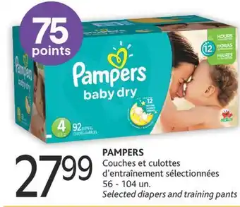 Brunet Pampers couches et culottes d'entraînement sélectionnées offer