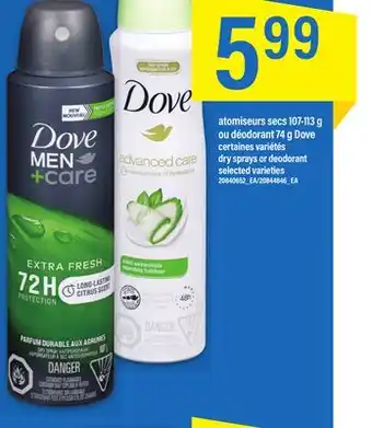 Maxi Atomiseurs secs 107-113 g ou déodorant 74 g dove offer