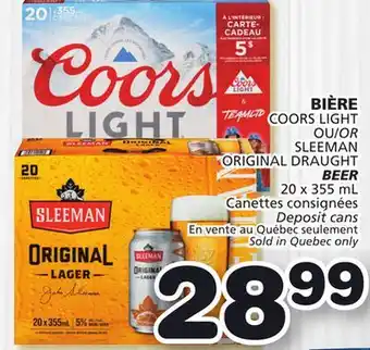 Marches Tradition Coors light or sleeman original draught beer offer